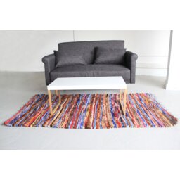 Large Velvet Cotton Indian Rug Colorful Handmade Home Decor - Multi - thumbnail 3