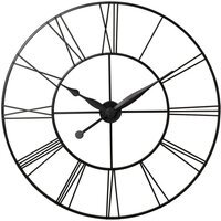 Large Vintage Cut-Out Metal Wall Clock - Grey Black