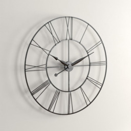 Large Vintage Cut-Out Metal Wall Clock - Grey Black - thumbnail 5