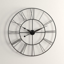Large Vintage Cut-Out Metal Wall Clock - Grey Black - thumbnail 2