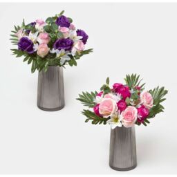 Rose  Lily Bouquet, Pink  Purple Set of 2 - Pink and purple - thumbnail 2