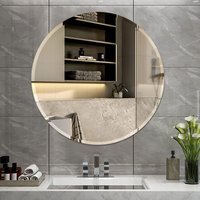 40x40cm Frameless Round Wall Mounted Mirror - Silver
