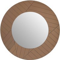 Candi Matt Black Square Wall Mirror - Brown