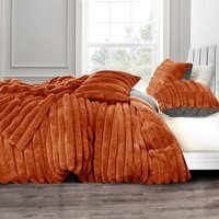 Plush Supersoft Jumbo Cord Cosy Bedding Set Rust - Rust / Single