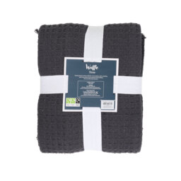 Waffle Cotton Throw - Charcoal - thumbnail 5