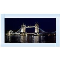London Bridge at Night Glitter Liquid Wall Art Dcor - Silver