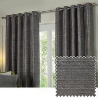 Set of 2 Jupiter Chenille Jacquard Eyelet Curtains - Graphite / 117cm / 137cm - image 1
