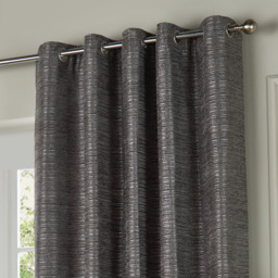 Set of 2 Jupiter Chenille Jacquard Eyelet Curtains - Graphite / 117cm / 137cm - thumbnail 3