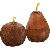 Pack of 2 Crackle Glass Apple and Pear Ornaments - Amber - thumbnail 1