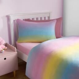 Rainbow Ombre Fleece Duvet Set - Pink / Double - thumbnail 3