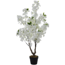 Artificial Cherry Flowering Tree in Pot for Decor - White - thumbnail 3