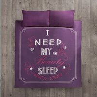 Beauty Sleep Printed Microfibre Luxury Duvet Cover  Pillowcase Set - Purple