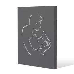 Drawing of a couple in one line Canvas Print - Grey / 77cm - thumbnail 2