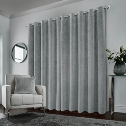 Hampton Grey Blackout Velvet Supersoft Eyelet Curtains - Grey / 117cm / 183cm - thumbnail 4