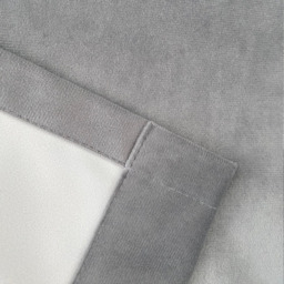 Hampton Grey Blackout Velvet Supersoft Eyelet Curtains - Grey / 117cm / 183cm - thumbnail 2