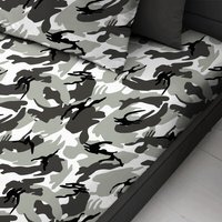 Military Style Camouflage Fitted Sheet - Grey / Double