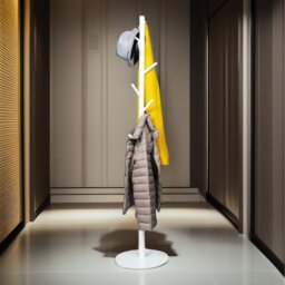 Wooden Adjustable Coat Stand With 8 Hooks - White - thumbnail 3