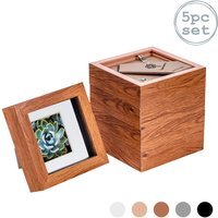 "3D Box Photo Frame - 4 x 4"" with 2 x 2"" Mount - Pack of 5 - Dark Wood / 10cm" - image 1