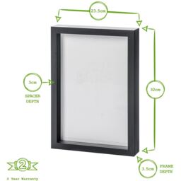 "8x12"" A4 3D Box Photo Frame Pack of 2 - Black" - thumbnail 4