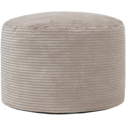 Giant Cord Armchair Bean Bag with Round Footstool - Natural - thumbnail 3