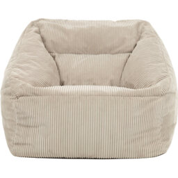 Giant Cord Armchair Bean Bag with Round Footstool - Natural - thumbnail 4