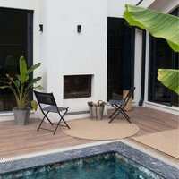 Nature Collection Checkered Circle Outdoor Rug - Beige