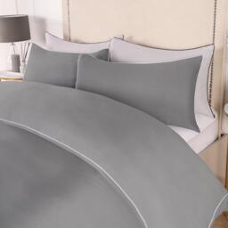 Piped Edge Duvet Cover Set - Grey / Double - thumbnail 3