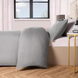 Piped Edge Duvet Cover Set - Grey / Double - thumbnail 5