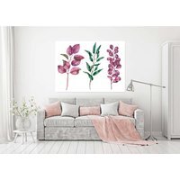Twin Palm leafs canvas print - Pink / 41cm / 61cm - thumbnail 1