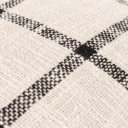 Beni Check Fringed Polyester Filled Cushion - Natural/Black - thumbnail 4