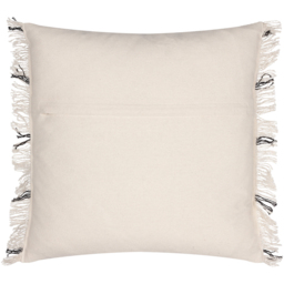 Beni Check Fringed Polyester Filled Cushion - Natural/Black - thumbnail 2