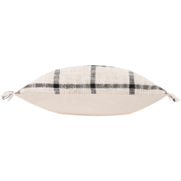 Beni Check Fringed Polyester Filled Cushion - Natural/Black - thumbnail 3
