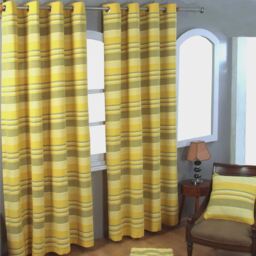 Homescapes Cotton Morocco Striped Curtain Pair - Yellow / 137cm - thumbnail 2