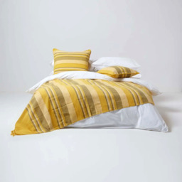 Homescapes Cotton Morocco Striped Curtain Pair - Yellow / 137cm - thumbnail 5