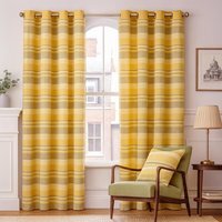 Homescapes Cotton Morocco Striped Curtain Pair - Yellow / 137cm
