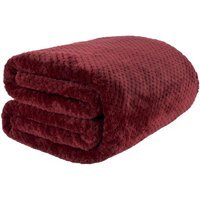 Waffle Honeycomb Mink Throw - Wine / 200cm - thumbnail 1