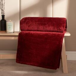 Waffle Honeycomb Mink Throw - Wine / 200cm - thumbnail 3