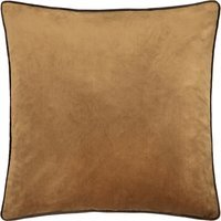 Meridian Velvet Piped Cushion - Caramel-Chocolate / 55cm / Feather