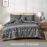 Geometric Charcoal Printed Duvet Set - Charcoal / 135cm