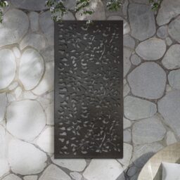 MirrorOutlet Amarell Metal Leaf design Garden screen 120 X 60cm - Black - thumbnail 2