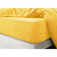 Teddy Ochre Soft Cosy Thermal Fleece Fitted Sheet - Ochre / King