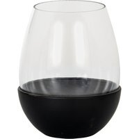 Neris Large Glass Candle Holder with Metal Frame for Home - Black - thumbnail 1