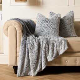 Pack Of Faux Fur Two Tone Cushion Covers - Charcoal / 4 - thumbnail 2