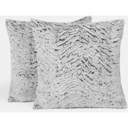 Pack Of Faux Fur Two Tone Cushion Covers - Charcoal / 4 - thumbnail 5