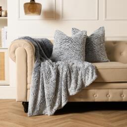 Pack Of Faux Fur Two Tone Cushion Covers - Charcoal / 4 - thumbnail 3