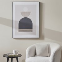 Abstract Geometric Framed Print With Boho Design - Black Cream Gold