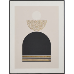 Abstract Geometric Framed Print With Boho Design - Black Cream Gold - thumbnail 2