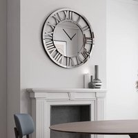 Mirrored Wall Clock Large - Silver
