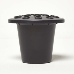 Homescapes Set of 2 Black Plastic Grave Flower Pots - Black - thumbnail 2