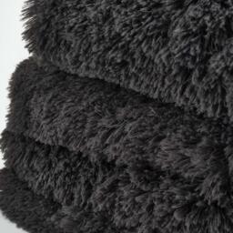 Sienna Fluffy Shaggy Blanket Throw Over Sofa Bed Fleece - Grey - thumbnail 3